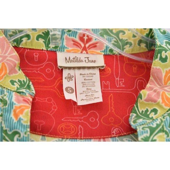 Matilda Jane Sz S Womens Button Down Shirt Mini Dress Tunic Top Floral Print - Picture 11 of 13